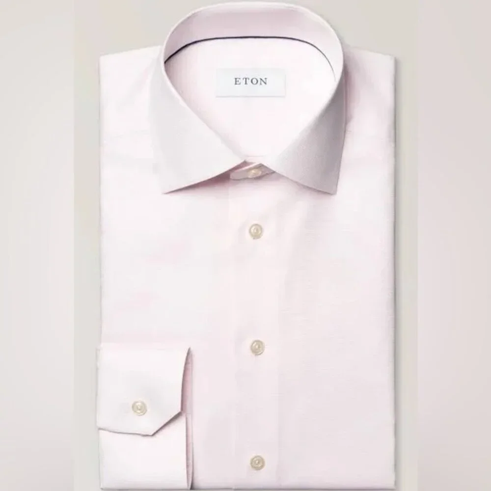 ETON pink gingham button up dress shirt 39 15.5 cotton